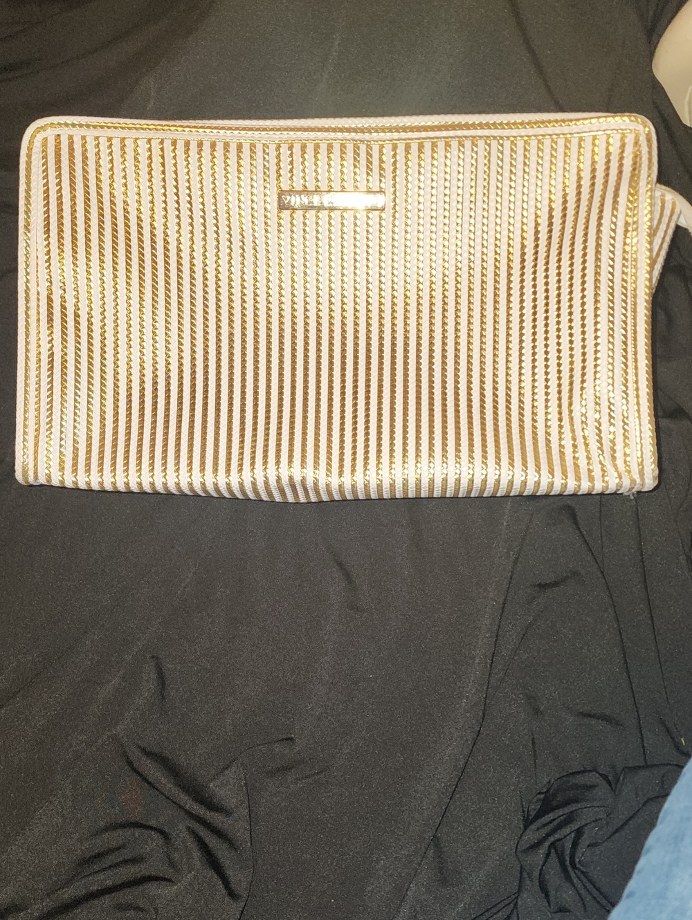 Vince Camuto Gold & White Striped Clutch